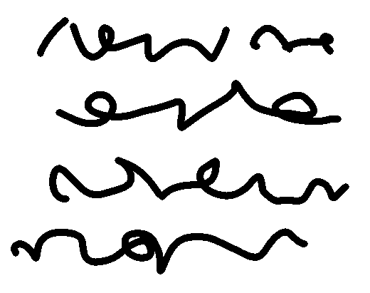 several lines of scribbles, resembling text, on a white background